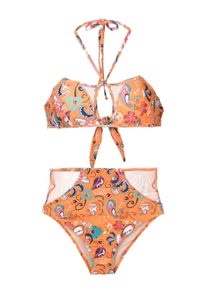 Amir Slama graphic-print bikini set - Orange