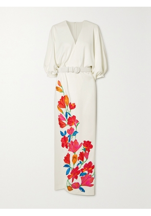 Costarellos - Zinnia Wrap-effect Embroidered Crepe Maxi Dress - White - FR 34,FR 36,FR 38,FR 40,FR 42,FR 44,FR 46