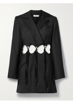 ANNA QUAN - Audrey Cutout Wool-twill Mini Dress - Black - UK 4,UK 6,UK 8,UK 10,UK 12,UK 14
