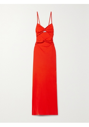ANNA QUAN - Natalia Cutout Ribbed Cotton-blend Maxi Dress - Red - UK 4,UK 6,UK 8,UK 10,UK 12,UK 14