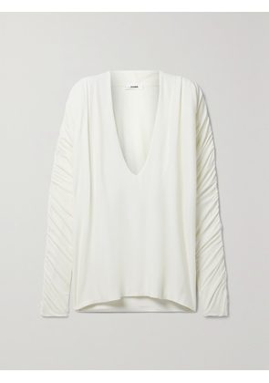 INTERIOR - Sidney Ruched Jersey Top - Ecru - x small,small,medium,large