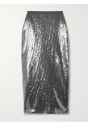 DAVID KOMA - Sequined Tulle Midi Skirt - Gray - UK 6,UK 8,UK 10,UK 12,UK 14