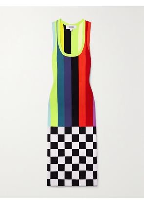 Christopher John Rogers - Striped Checked Stretch-knit Midi Dress - Multi - x small,small,medium,large,x large,xx large