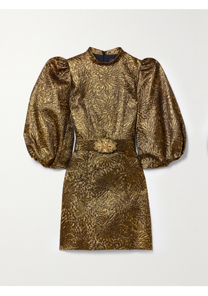 ANDREW GN - Belted Metallic Cloqué Mini Dress - Gold - FR34,FR36,FR38,FR40,FR42,FR44,FR46