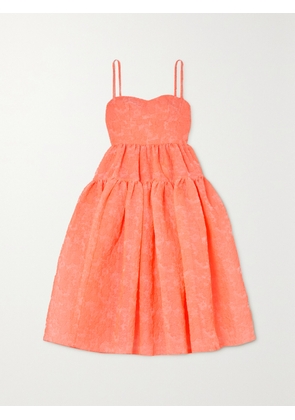 Erdem - Abelia Tiered Cloqué Midi Dress - Orange - UK 6,UK 8,UK 10,UK 12,UK 14