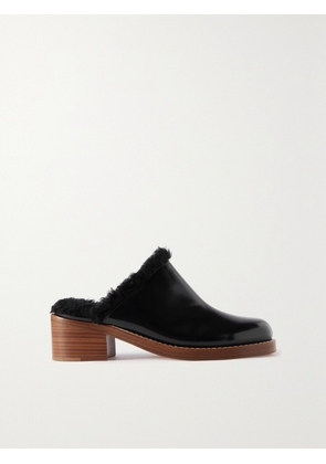 Gabriela Hearst - Armin Faux Fur-lined Glossed-leather Mules - Black - IT35,IT36,IT37,IT37.5,IT38,IT38.5,IT39,IT39.5,IT40,IT40.5,IT41,IT42