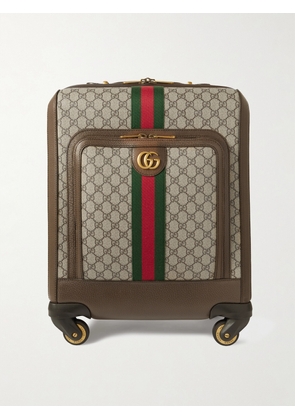 Gucci - Savoy Leather-trimmed Printed Coated-canvas Suitcase - Brown - One size