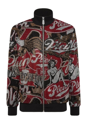 Philipp Plein rhinestone-embellished print track jacket - Black