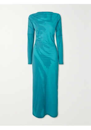 IOANNES - Kylie Open-back Printed Stretch-jersey Midi Dress - Blue - x small,small,medium,large,x large