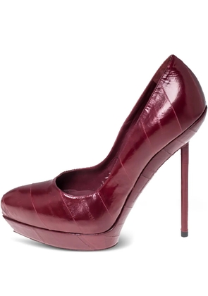 Saint Laurent Pre-Owned 105mm Divine leather platform pumps - Red