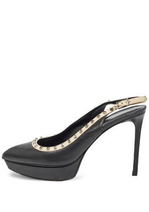 Saint Laurent Pre-Owned platform studded slingback pumps - Black