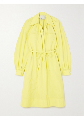 3.1 PHILLIP LIM - Belted Cotton-poplin Midi Shirt Dress - Yellow - x small,small,medium,large
