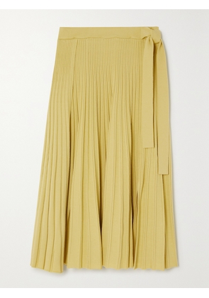 3.1 PHILLIP LIM - Wrap-effect Pleated Wool-blend Midi Skirt - Yellow - x small,small,medium,large