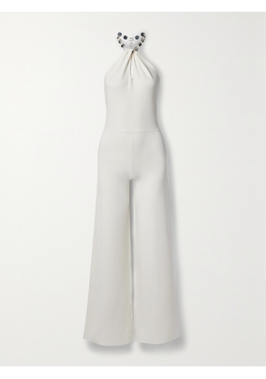 Galvan - + Net Sustain Globe Cleopatra Embellished Stretch Recycled-knit Jumpsuit - Neutrals - x small,small,medium,large,x large