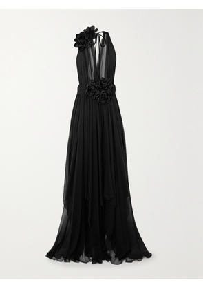 Dolce & Gabbana - Appliquéd Chiffon And Crepe De Chine Gown - Black - IT36,IT40,IT42,IT44