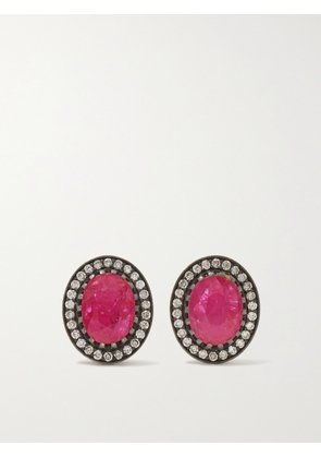 Amrapali London - Rajasthan Rhodium-plated 18-karat Gold, Ruby And Diamond Earrings - One size