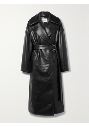 NANUSHKA - Liano Belted Padded Recycled-vegan Leather Jacket - Black - xx small,x small,small,medium,large