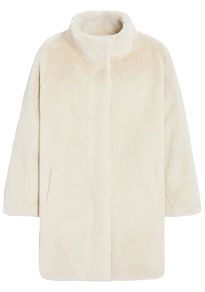 Apparis high-neck faux fur coat - White