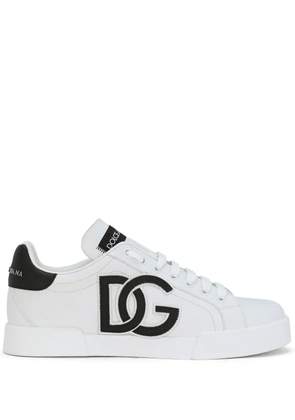 Dolce & Gabbana Portofino logo-tag leather sneakers - White