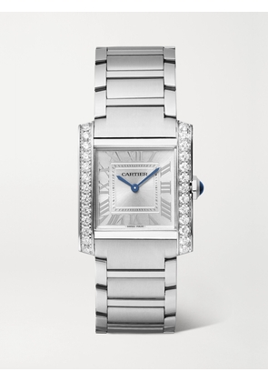 Cartier - Tank Française 32mm Medium Stainless Steel And Diamond Watch - White - One size