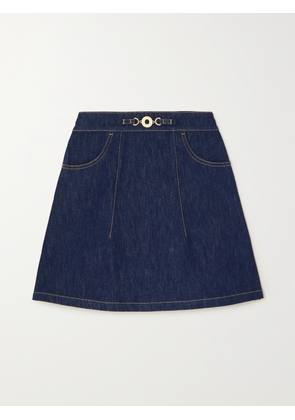 Patou - Embellished Topstitched Denim Mini Skirt - Blue - FR 34,FR 36,FR 38,FR 40,FR 42,FR 44