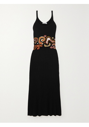 Gabriela Hearst - Mila Crochet-paneled Ribbed Cashmere And Silk-blend Maxi Dress - Black - x small,small,medium,large,x large