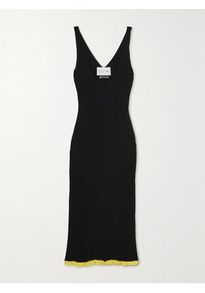 AZ FACTORY - + Ester Manas Ruffled Ribbed-knit Midi Dress - Black - small,medium,large,x large,xx large