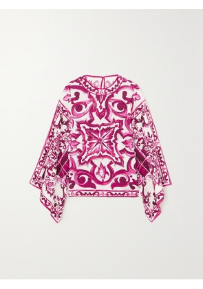 Dolce & Gabbana - Maiolica Printed Silk-blend Blouse - Pink - IT36,IT38,IT40,IT42,IT44,IT46,IT48,IT50