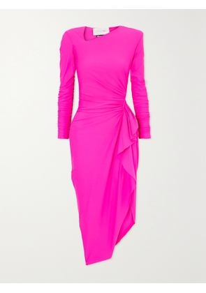 AZ FACTORY - + Ester Manas Asymmetric Cutout Gathered Stretch-jersey Midi Dress - Pink - FR 36,FR 38,FR 40,FR 42,FR 44