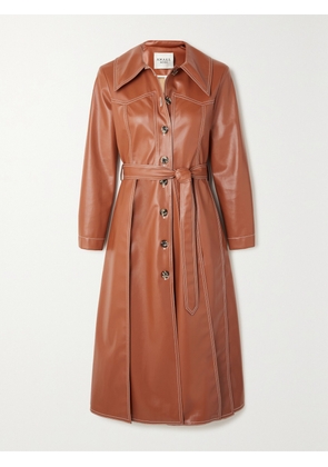 A.W.A.K.E. MODE - Belted Faux Leather Trench Coat - Red - FR 34,FR 36,FR 38,FR 40,FR 42,FR 44