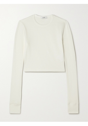 WARDROBE.NYC - + Hailey Bieber Cropped Cotton-blend Top - Off-white - xx small,x small,small,medium,large,x large