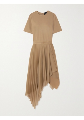 Givenchy - Asymmetric Stretch-jersey And Pleated Georgette Dress - Neutrals - FR 34,FR 36,FR 38,FR 40,FR 42,FR 44
