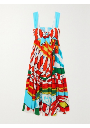 Dolce & Gabbana - Pleated Printed Cotton-poplin Midi Dress - Blue - IT36,IT38,IT40,IT42,IT44,IT46,IT48,IT50