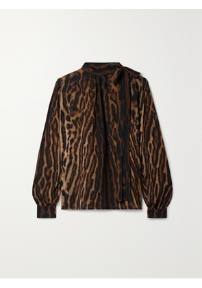 Givenchy - Tie-neck Leopard-print Silk-blend Georgette Blouse - Animal print - FR 34,FR 36,FR 38,FR 40,FR 42,FR 44