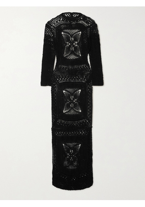 ALIX PINHO - Lucy Crocheted Cotton Maxi Dress - Black - x small,small,medium,large