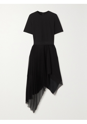 Givenchy - Asymmetric Stretch-jersey And Pleated Georgette Dress - Black - FR 34,FR 36,FR 38,FR 40,FR 42,FR 44