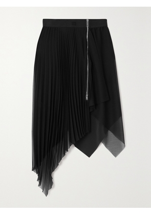 Givenchy - Pleated Asymmetric Chiffon Midi Skirt - Black - FR 34,FR 36,FR 38,FR 40,FR 42,FR 44