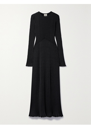 KHAITE - Okla Metallic Ribbed Wool-blend Maxi Dress - Gray - x small,small,medium,large