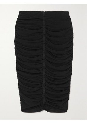 Givenchy - Ruched Crochet-trimmed Stretch-jersey Midi Skirt - Black - FR 34,FR 36,FR 38,FR 40,FR 42,FR 44