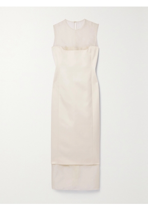 KHAITE - Dissa Cotton-blend Crepe And Tulle Midi Dress - Off-white - US0,US2,US4,US6,US8,US10