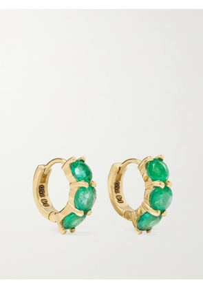 Ileana Makri - 18-karat Gold Emerald Hoop Earrings - Green - One size