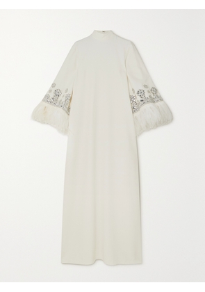 ANDREW GN - Feather And Crystal-embellished Crepe Gown - Off-white - FR 34,FR 36,FR 38,FR 40,FR 42,FR 44,FR 46