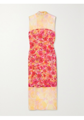 Dries Van Noten - Layered Floral-print Silk-georgette Midi Dress - Pink - FR 34,FR 36,FR 38,FR 40,FR 42,FR 44