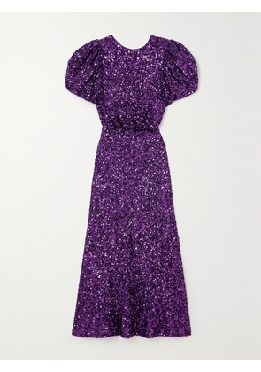ROTATE BIRGER CHRISTENSEN - Dawnty Open-back Sequined Recycled-tulle Midi Dress - Purple - DK32,DK34,DK36,DK38,DK40,DK42,DK44