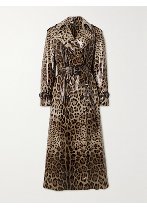 Dolce & Gabbana - Double-breasted Leopard-print Coated-canvas Trench Coat - Animal print - IT38,IT40,IT42,IT44