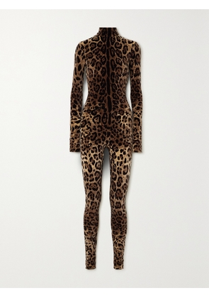 Dolce & Gabbana - Kim Leopard-print Cotton-blend Chenille Jumpsuit - Animal print - IT36,IT38,IT40,IT42,IT44,IT46