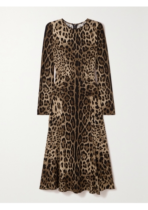 Dolce & Gabbana - Leopard-print Jersey Midi Dress - Animal print - IT36,IT38,IT40,IT42,IT44,IT46,IT48,IT50