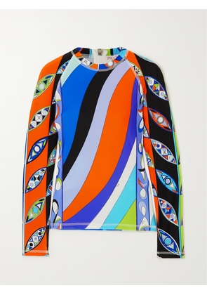 PUCCI - Crystal-embellished Printed Stretch-satin Top - Blue - x small,small,medium,large