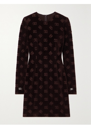 Dolce & Gabbana - Cotton-velvet Jacquard Mini Dress - Brown - IT36,IT38,IT40,IT42,IT44,IT46,IT48