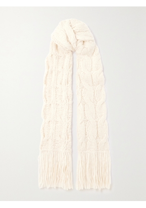 Gabriela Hearst - Serena Fringed Cable-knit Cashmere Scarf - Ivory - One size